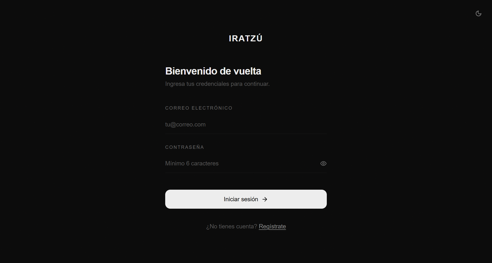 IRATZÚ · 2 de 11: inicio de sesión